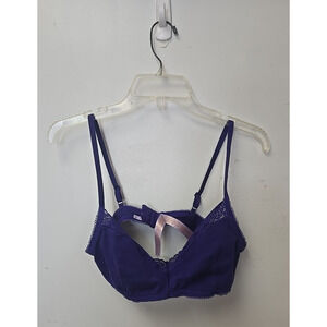 Savage X Fenty Navy‎ Blue Lace Trim Adjustable Wire Free Demi Bralette Size XL